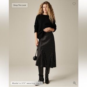 J. Crew Gwyneth flounce-hem slip skirt in dot print.